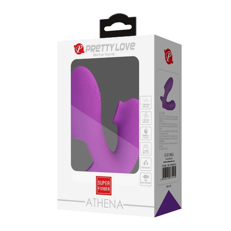 PRETTY LOVE - VIBRATORE DA DITA ATHENA CON STIMOLATORE CLITORIDEO VIOLA